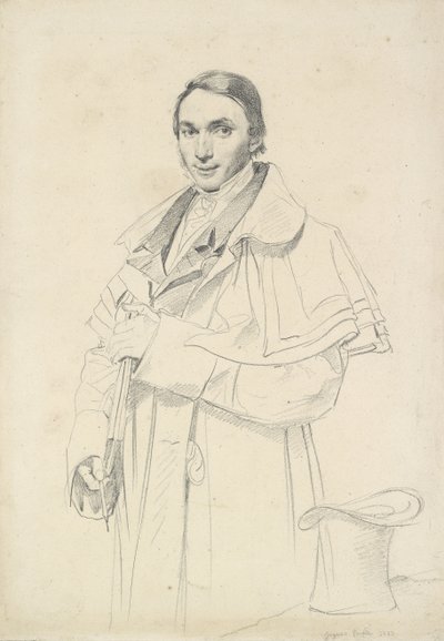 ジャンフランソワアントワーヌの森の4分の3の長さの肖像画（白の紙の上にグラファイト） 作： Jean Auguste Dominique Ingres