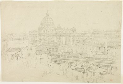 ローマのサン・ピエトロ寺院の眺め 作： Jean Auguste Dominique Ingres