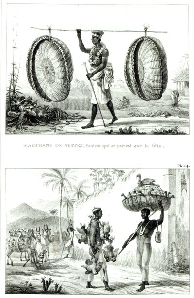 頭部のバスケットと家禽を売る人（「Voyage Pittoresque et Historique au Bresil」より 作： Jean Baptiste (after) Debret