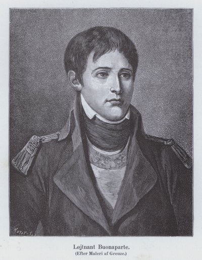 ナポレオン・ボナパルトの若き日の砲兵中尉（1785年頃）（リトグラフ版 作： Jean Baptiste (after) Greuze
