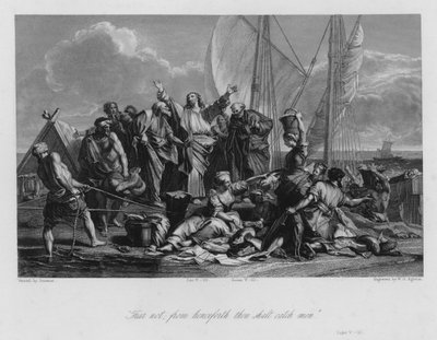 奇跡的な魚の収穫、ルカ5章 作： Jean Baptiste (after) Jouvenet