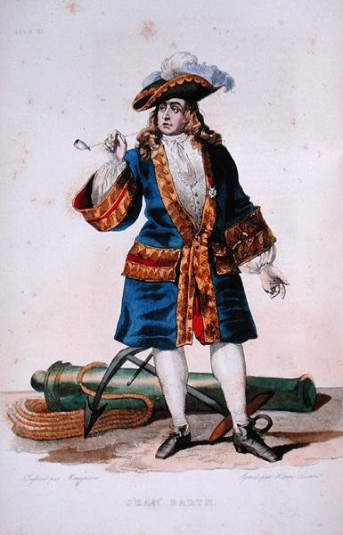 ジャン・バート（1651-1702）の肖像 1830年頃（彩色済み彫刻 作： Jean Baptiste (after) Mauzaisse