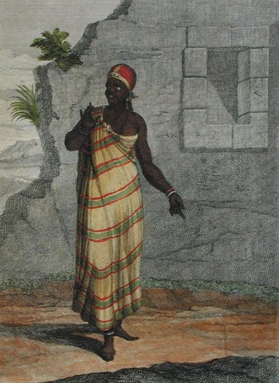 ピエール・ロシュフォール（c.1673-1728）が1707-08年に彫った「自然のままの絵の上に描かれた、レバントの様々な国を表す100の絵の記録」のプレート99「ムーア人の女」。 作： Jean Baptiste (after) Vanmour