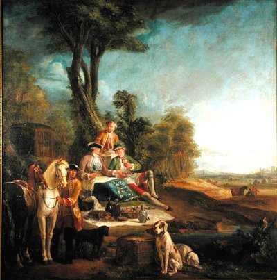 A Hunting Luncheon（油彩・キャンバス） 作： Jean Baptiste (school of) Oudry