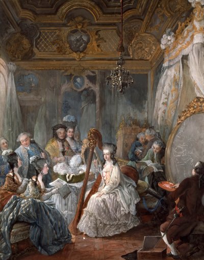 ハープを弾くマリー・アントワネット 作： Jean Baptiste André Gautier Dagoty