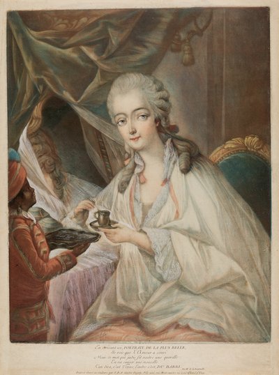 ジャンヌ・ベキュ、デュ・バリー伯爵夫人と使用人ザモール 作： Jean Baptiste Andre Gautier D