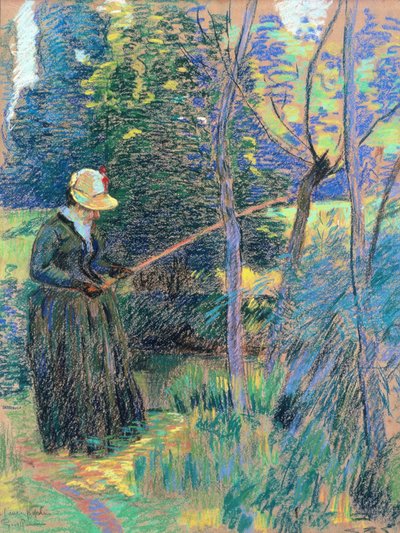 マダムギヨーマン釣り、1894年頃（パステル） 作： Jean Baptiste Armand Guillaumin