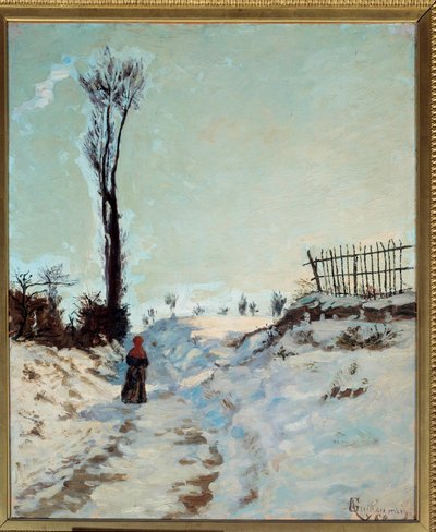 道のくぼみ、雪の効果 ジャン・バティスト・アルマン・ギヨミン（1841-1927）の絵画 1869年 日0.66 x 0.55 m Paris, musee d