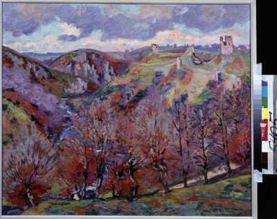 廃墟のある風景。 Jean-Baptiste (Jean Baptiste) Armand Guillaumin (1841-1927) の絵画 作： Jean Baptiste Armand Guillaumin