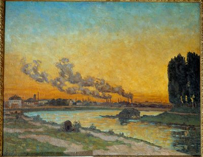 イヴリーに沈む太陽 絵画 ジャン・バティスト・アルマン・ギヨミン（1841-1927） 19世紀 太陽0,65x0,81 m パリ、オルセー美術館（muse d