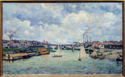 シャレントンの港。シャラントンルポンの町の眺め 作： Jean Baptiste Armand Guillaumin
