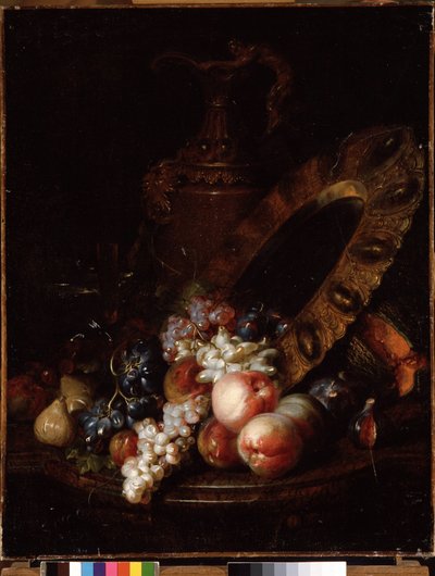 果実と貴重な品々のある静物（油彩・キャンバス 作： Jean Baptiste Belin de Fontenay