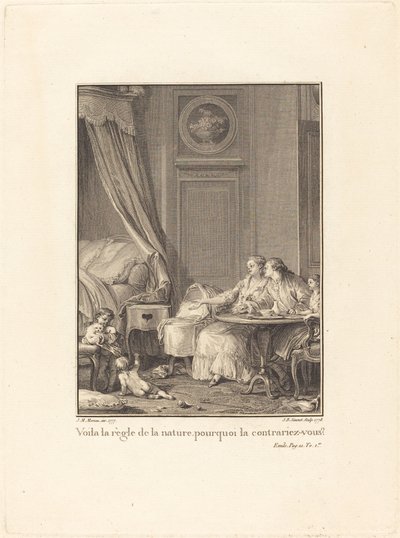 それが自然の摂理、なぜそれを破るのですか？ 作： Jean Baptiste Blaise Simonet after Jean Michel Moreau