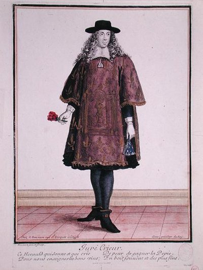 ボーヌの町の笛吹き 17世紀後半（彩色済み彫刻） 作： Jean Baptiste Bonnart