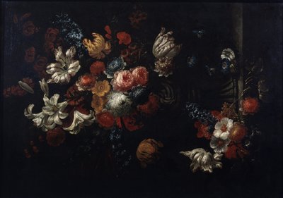 「ブーケの静物」（花）ヤン・バプティスト・ボスハールト（1667-1746）による絵画、18世紀のプーシキン美術館、モスクワの個人コレクション 作： Jean Baptiste Bosschaert