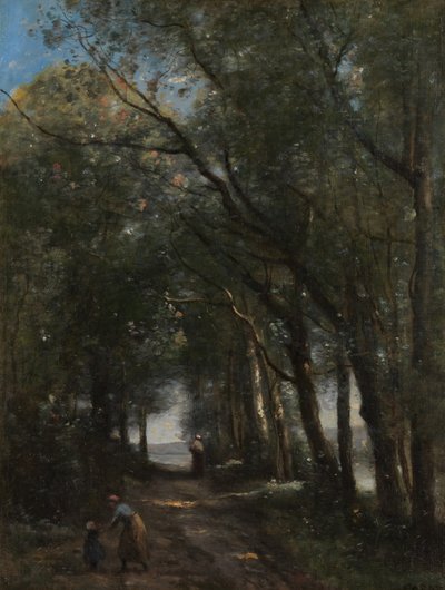 木々の間の車線1870-73。 作： Jean Baptiste Camille Corot