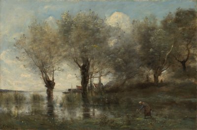 ピカルディの池、ca。 1867年。 作： Jean Baptiste Camille Corot