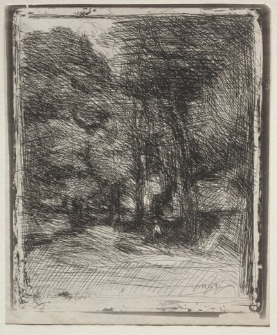1921年に印刷された1858年オリジナルの印象的な、バスブローの記念品。 作： Jean Baptiste Camille Corot