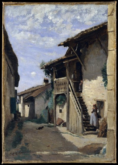 村の通り、ダルダニー 作： Jean Baptiste Camille Corot