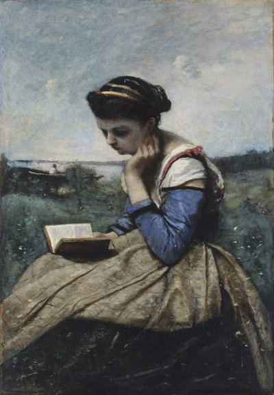 読書する女性 作： Jean Baptiste Camille Corot