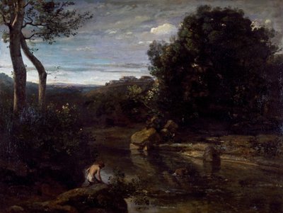 ジャン・バティスト・カミーユ・コロー（1796-1875）による牧師の入浴。 作： Jean Baptiste Camille Corot