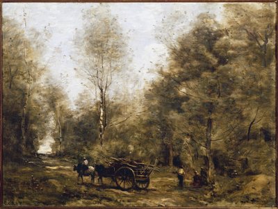 ワグノンヴィルの森の中の道（油彩・キャンバス 作： Jean Baptiste Camille Corot