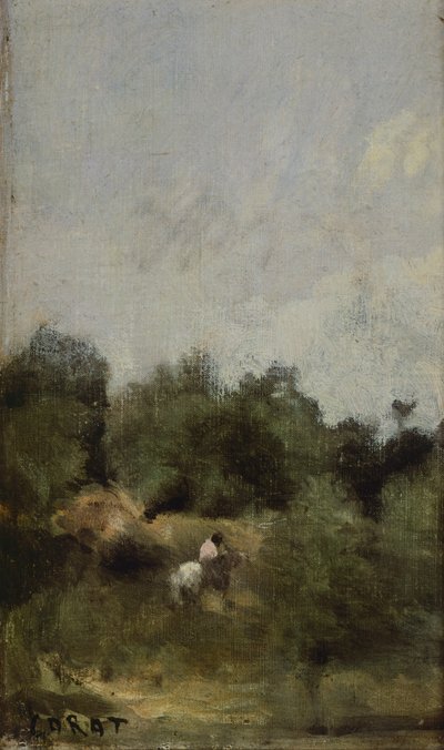 ジャン・バティスト・カミーユ・コロー（1796-1875）による田舎のライダー。 作： Jean Baptiste Camille Corot