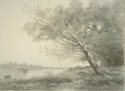 水辺の曲がった木 作： Jean Baptiste Camille Corot
