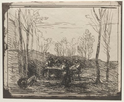 グレードでの朝食、オリジナルの印象1857、1921年に印刷。 作： Jean Baptiste Camille Corot