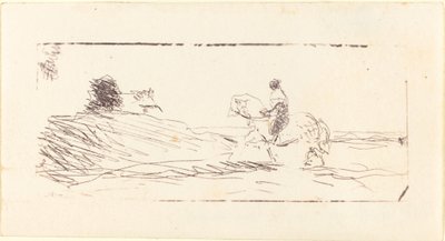 1853年、騎手とのカルト・ド・ビジット。 作： Jean Baptiste Camille Corot
