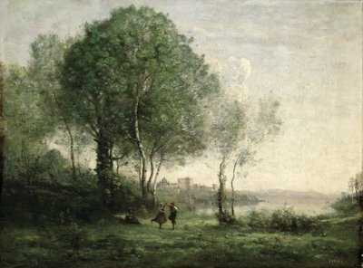 カステル・ガンドルフォ、踊るチロルの羊たち 作： Jean Baptiste Camille Corot