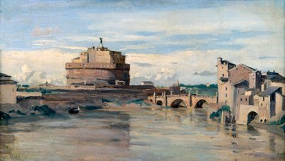 カステルサンアンジェロとテヴェレ川、ローマ、c1816-1875 作： Jean Baptiste Camille Corot