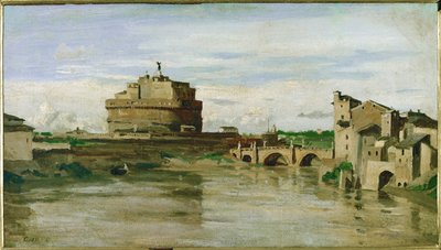 イタリア、ローマのサンタンジェロ城 ... 作： ジャン・バプティスト・カミーユ・コロー