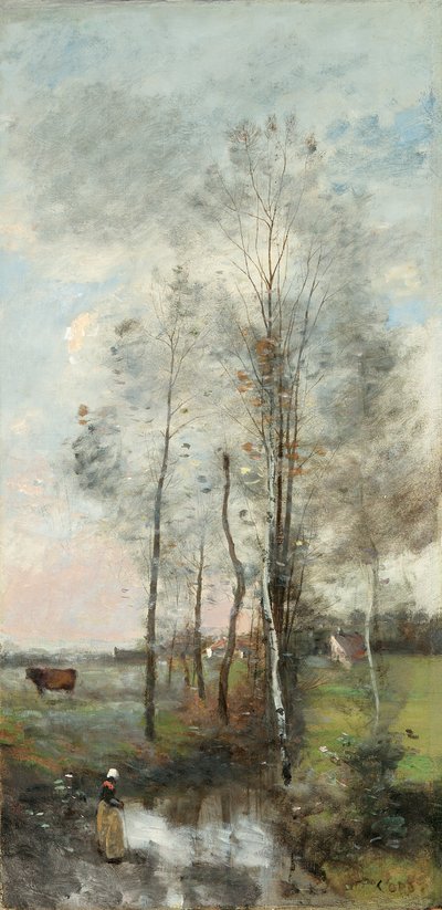 アルダーとバーチの死体、1865-70 作： Jean Baptiste Camille Corot