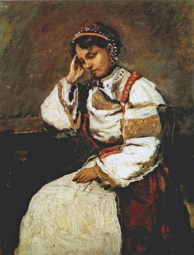 コロー - 夢見るジプシーの女 1865-70 作： ジャン・バプティスト・カミーユ・コロー