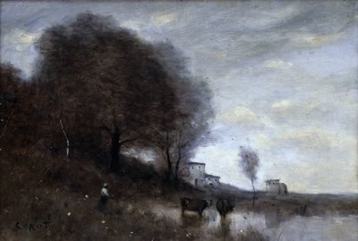 田園風景（キャンバスに油彩） 作： Jean Baptiste Camille Corot