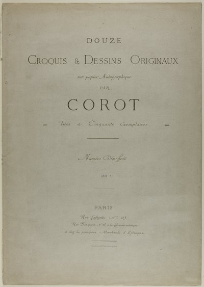 アルバム『Douze Croquis et Dessins Originaux』の表紙と本文 作： Jean Baptiste Camille Corot