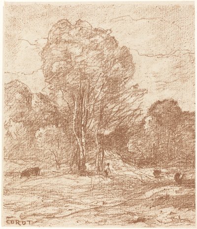 眠る牛 作： Jean Baptiste Camille Corot