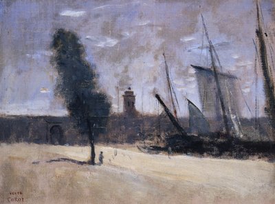 ダンケルク、城壁、港への入り口 作： Jean Baptiste Camille Corot