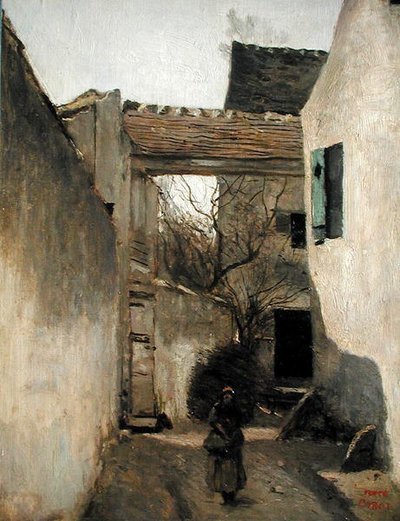 エキュアン、村の隅、1870年頃（油彩・キャンバス） 作： Jean Baptiste Camille Corot