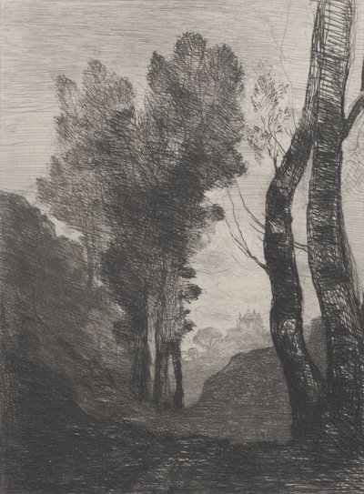 ローマ周辺、1866年。 作： Jean Baptiste Camille Corot