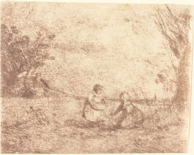 農場の子供たち 作： Jean Baptiste Camille Corot