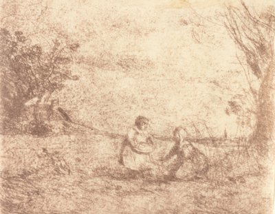 農場の子供たち Les Enfants de la ferme』1853年。 作： Jean Baptiste Camille Corot