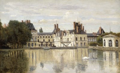 フォンテーヌブロー-シャトーと湖の眺め。フォンテーヌブロー-水のかけらから見たシャトー、 作： Jean Baptiste Camille Corot