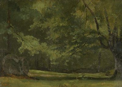 Fontainebleau-森の中、c。 1823-24 作： Jean Baptiste Camille Corot