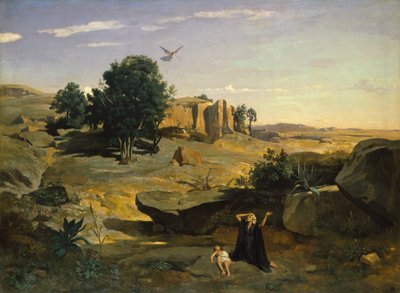 荒野のハガル、1835年。 作： Jean Baptiste Camille Corot