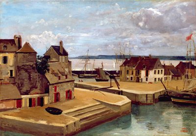 オンフルール、ハウスオンザキー、1830 作： Jean Baptiste Camille Corot