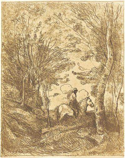 森の騎士、大皿 (Le Grand Cavalier sous bois) 作： Jean Baptiste Camille Corot