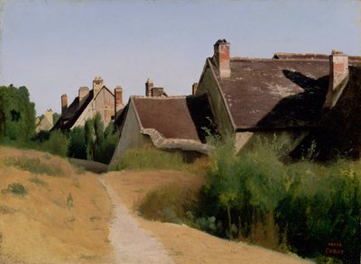 オルレアン近くの家。 1830年頃（ミルボードに取り付けられた紙に油彩） 作： Jean Baptiste Camille Corot