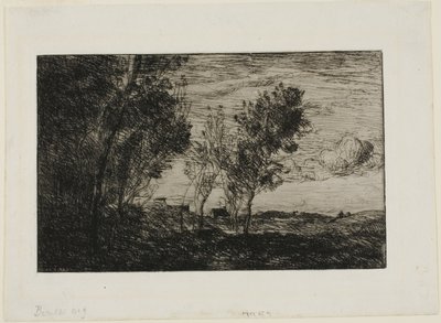 砂丘で：ハーグの森のお土産 作： Jean Baptiste Camille Corot